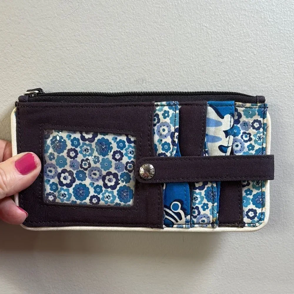Vera Bradley Navy and White Travel Zip Wallet